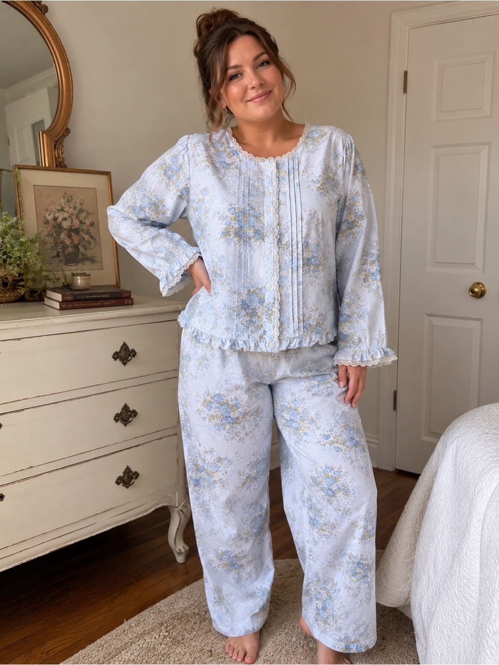 Vintage Laura Ashley Floral Pajama Set Women’s XL Made in U.A.E